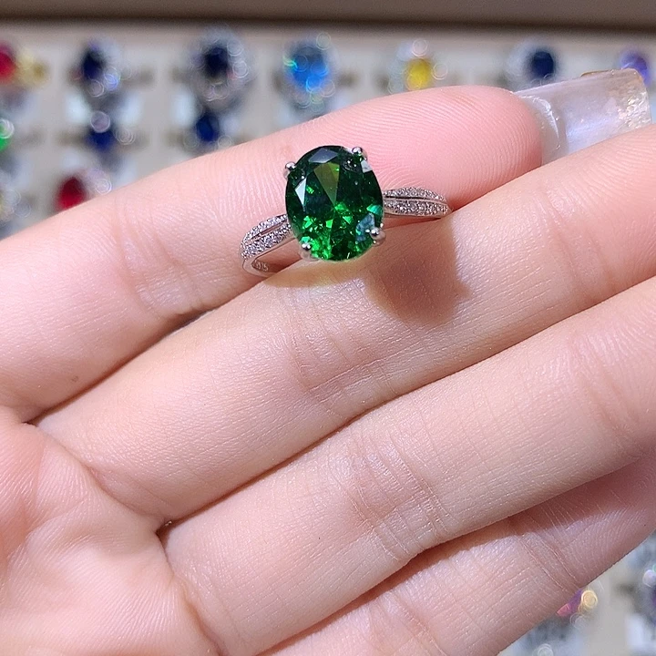 碧玺银S925镶嵌戒指白810