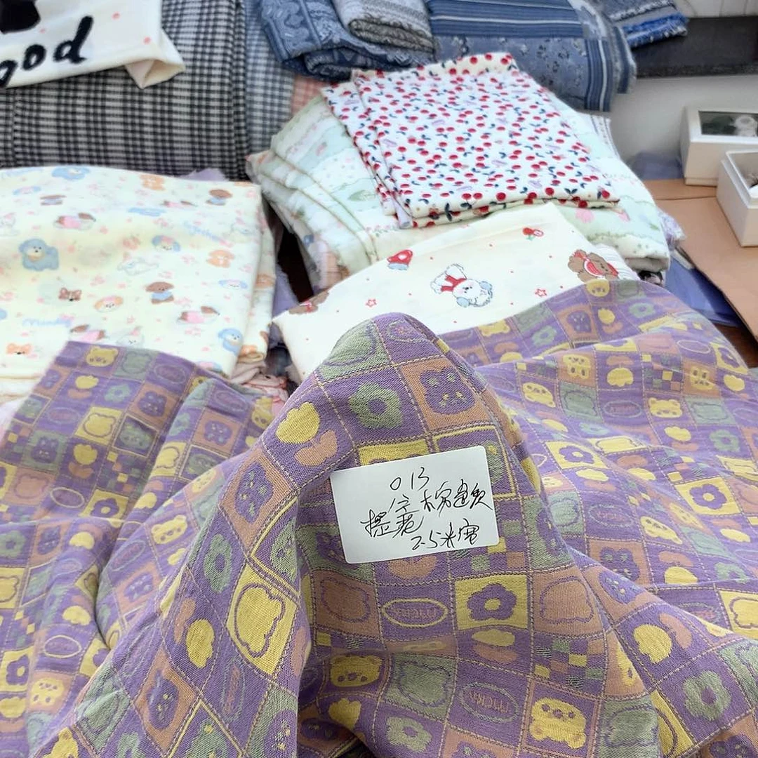 棉013全棉2.5米宽色织提花双层纱