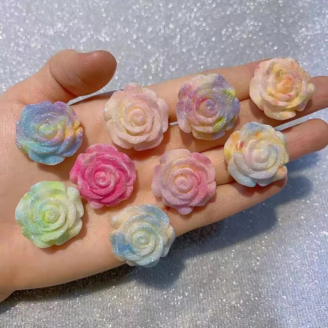 （直播拆）树脂花夜光砂糖圆玫瑰手工diy饰品-夜光