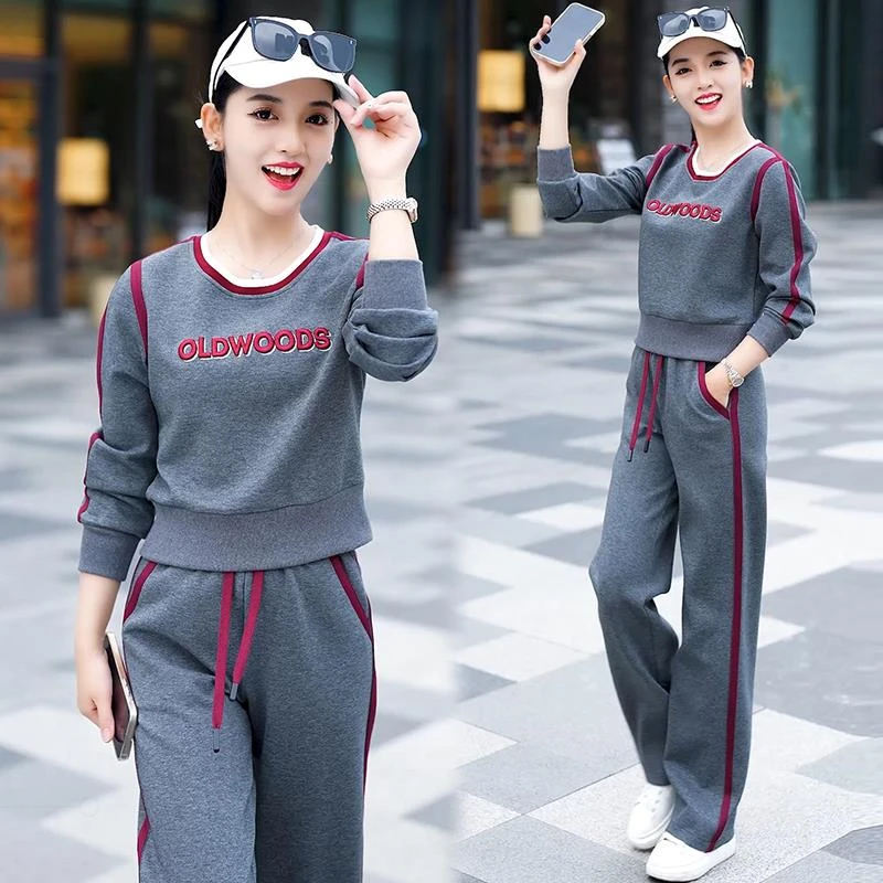 运动套装女2025春秋新款宽松大尺码时尚显瘦小个子跑步服两件套