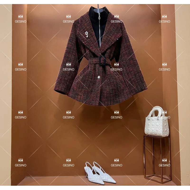 【悠】秋冬气质小香风时尚设计师中长款外套 QD-2025538