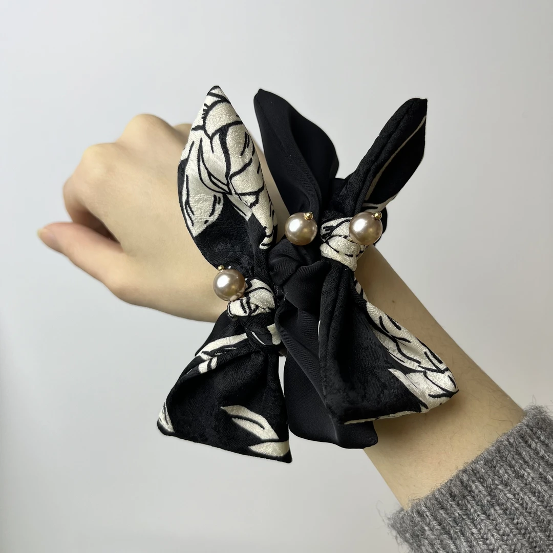 Y022法式森系小肠圈百搭适用日常通勤百搭发圈发饰小众时尚黑色