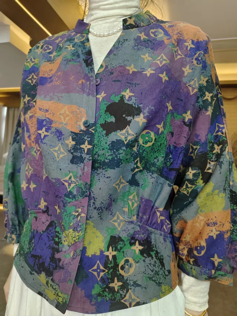 娟  新中式  风  99303  香云纱老料花色双面穿外套