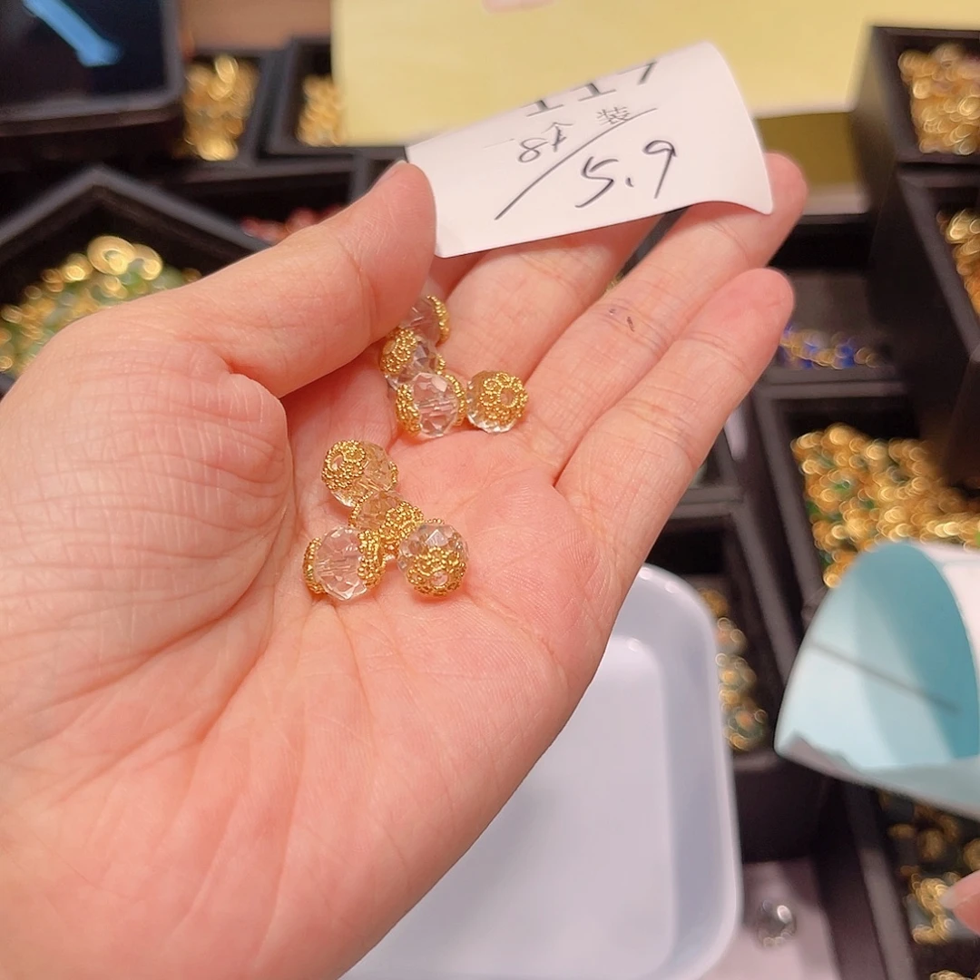 银S925镀金镶嵌珠宝半成品水晶147 。