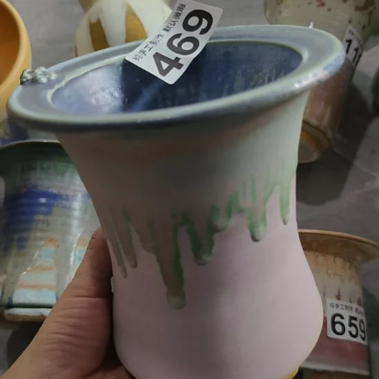 生***花景德镇手工高温陶瓷：内10.5口高15.5微瑕