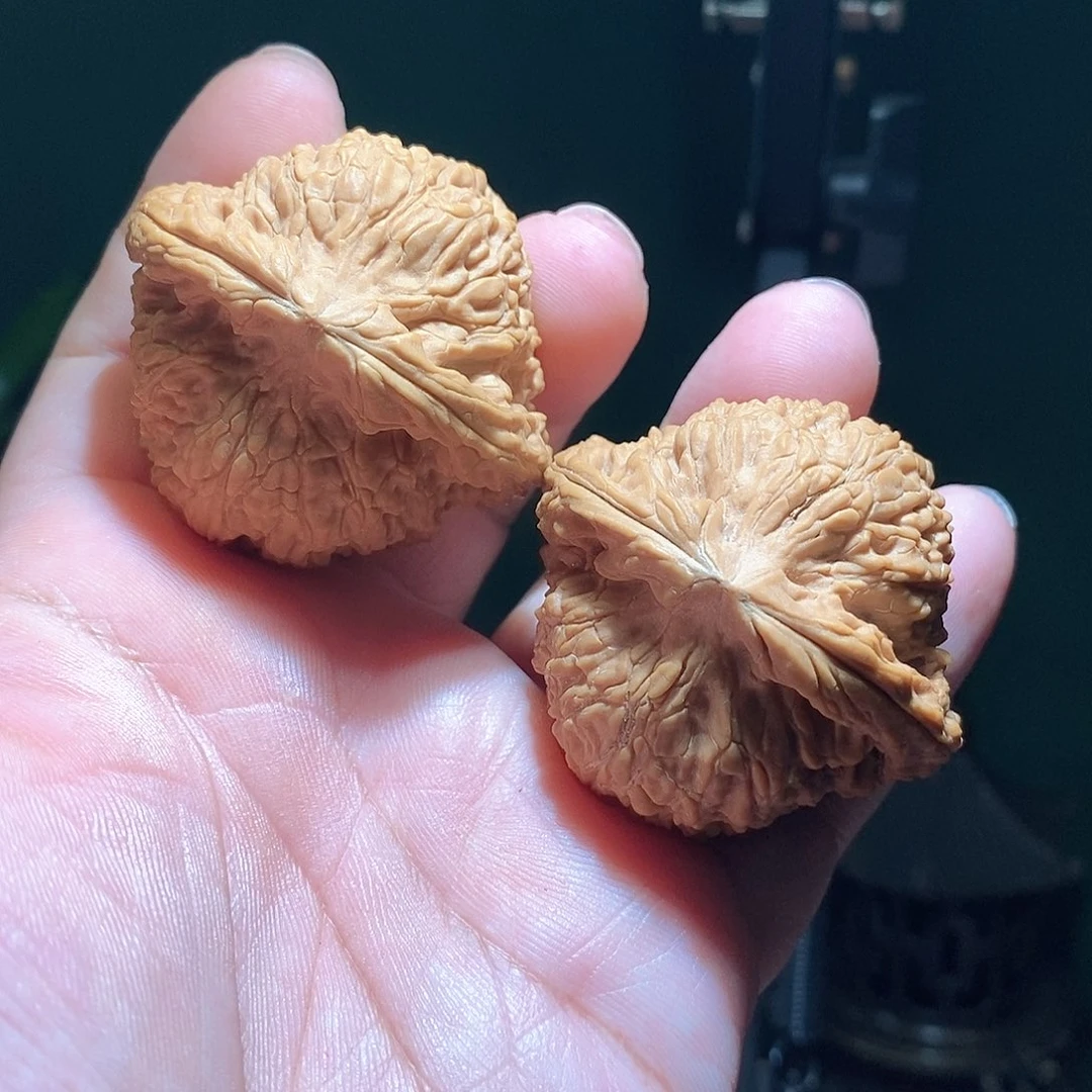 伟***哥文玩核桃把件46粗筋南疆石全品