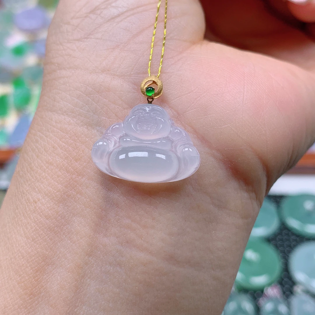 缅甸天然A货翡翠，冰种佛公 编号233/325尺寸14.4-20.5-4.5