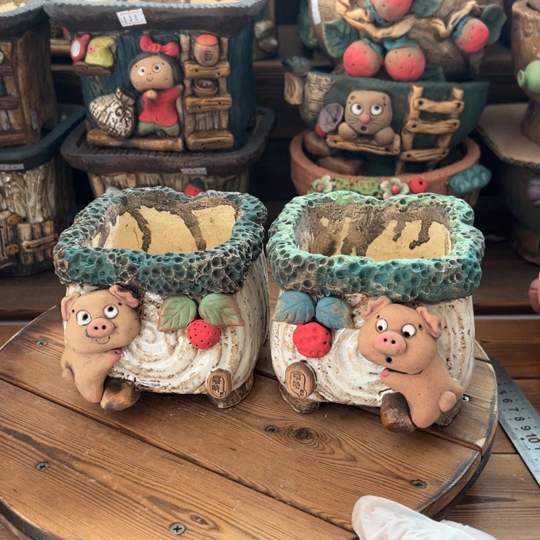 红陶墨*恩嘻哈多肉花盆