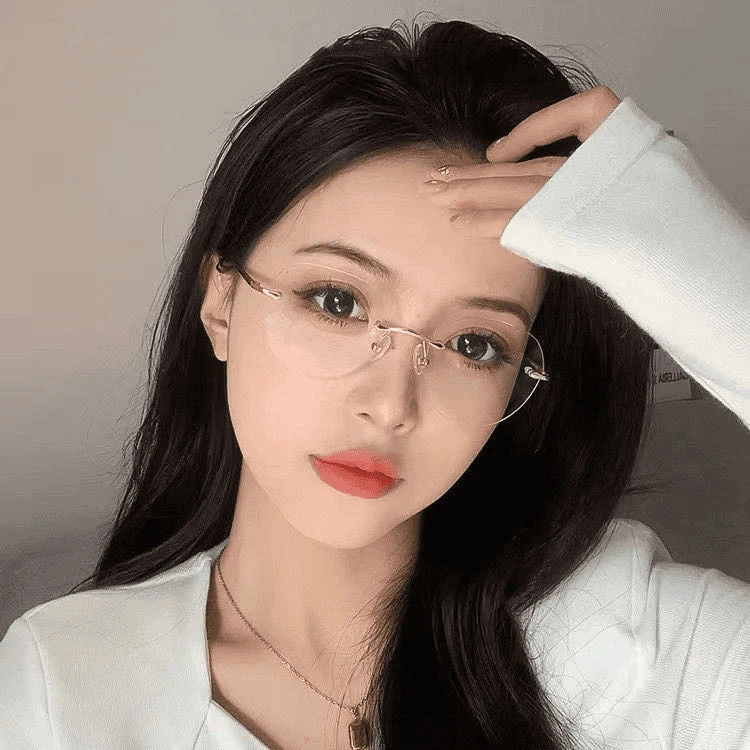 时尚轻盈配近视镜架男钛架无框眼镜框女素颜平光切边眼镜