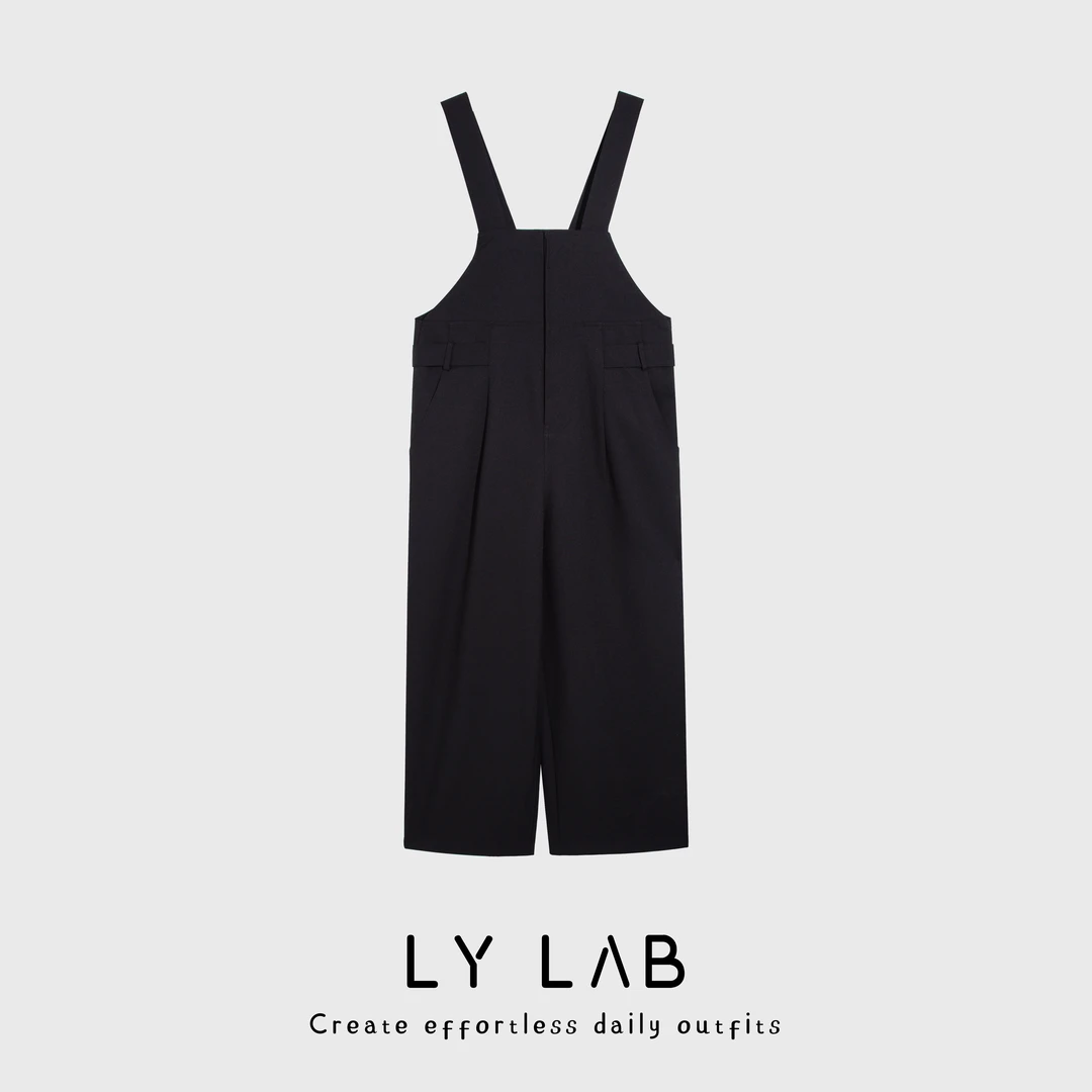 LY LAB 25SS春夏新款设计款麻料肩带可调节背带裤1525
