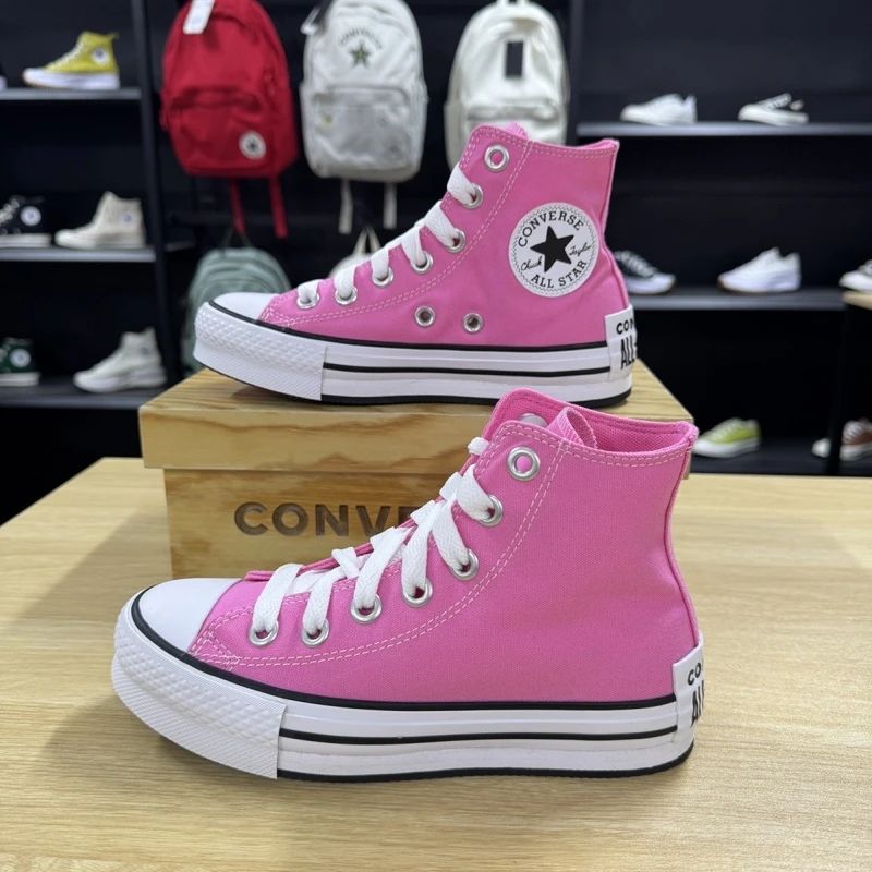 CONVERSE/匡威 新款芭比粉色大后跟标厚底增高帆布鞋A08468C