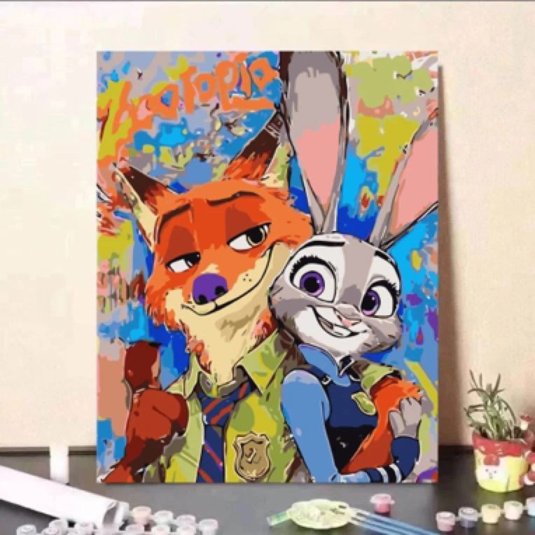【】diy数字油画人物画填色卡通动漫手工装饰画涂色40*50