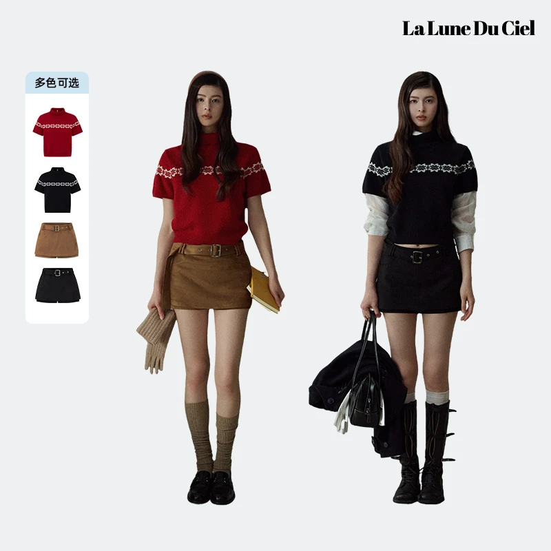 【小熊粉丝专享】LLDC时光剧场羊毛时尚百搭费尔岛复古圣诞提花短袖