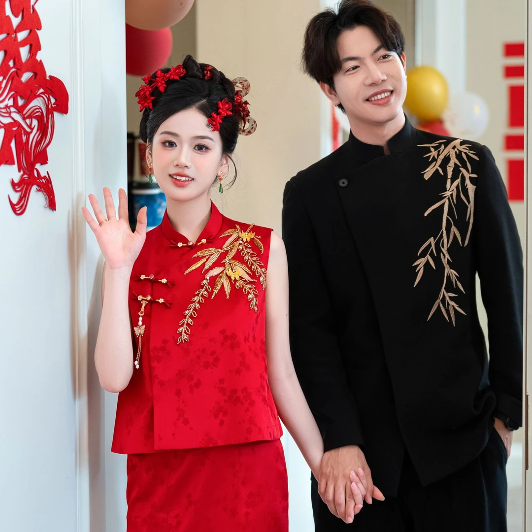 艾诗霓《西江月》新中式2025年新款改良旗袍敬酒服新娘套装订婚礼服