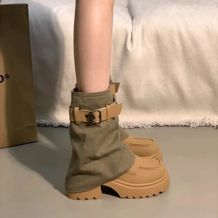 时装靴勃肯中筒靴女靴春秋瘦瘦靴复古秋冬单靴