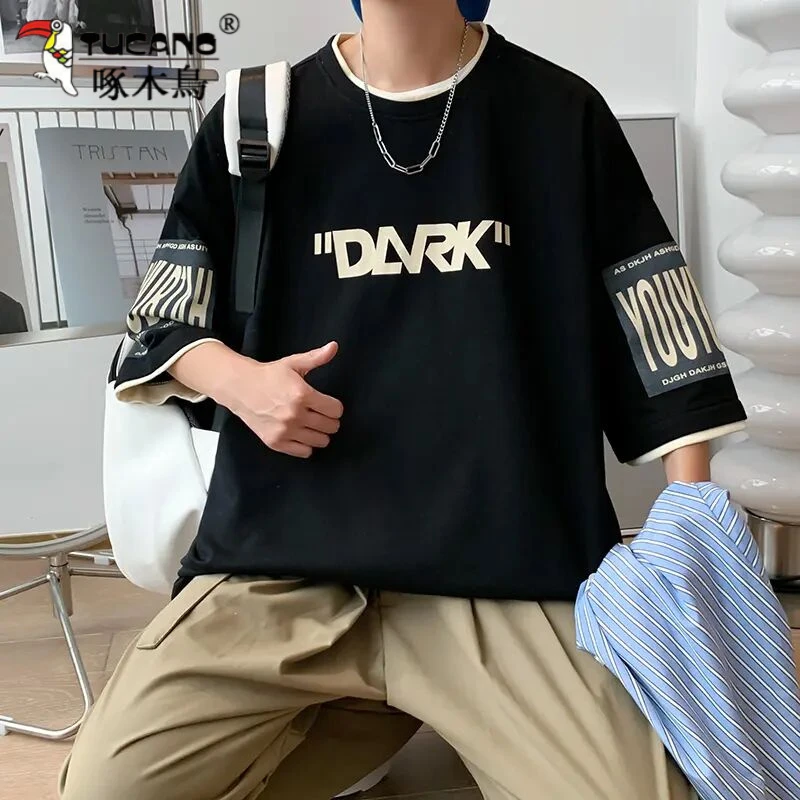 TUCANO/啄木鳥夏季新款纯棉短袖T恤男士休闲潮流加肥加大大码体恤