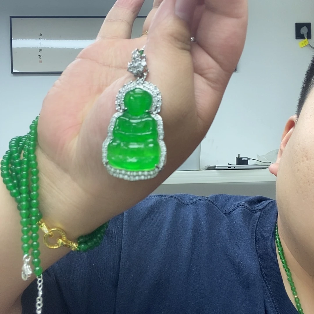 翡翠14K金镶嵌颈饰151观音