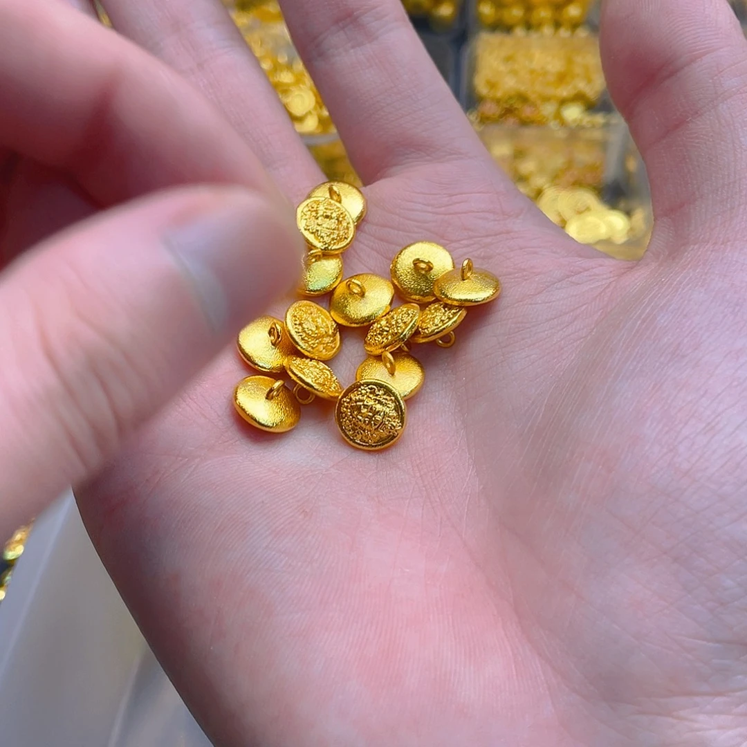 锆石铜合金黄财神扣头3个