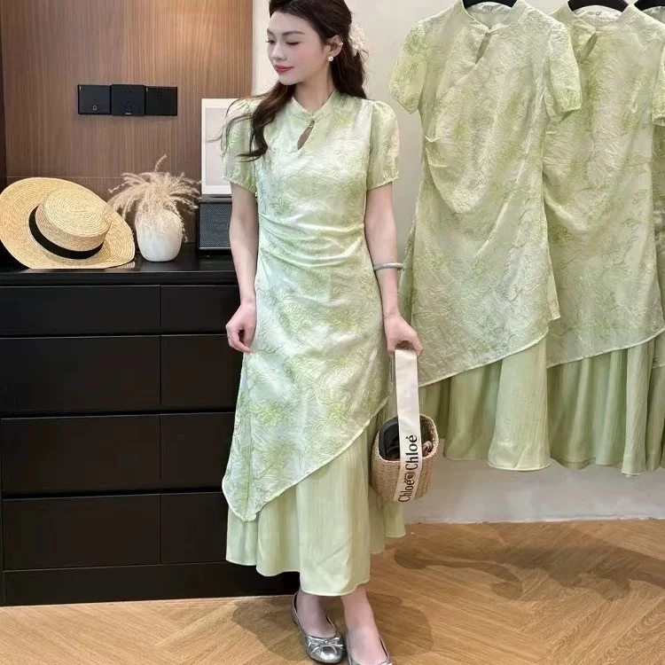 061-070新中式改良拼接大摆旗袍