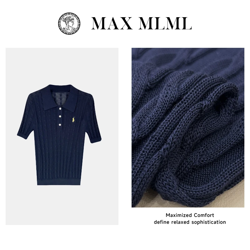 镂空纹理Polo领短袖针织上衣M2506052