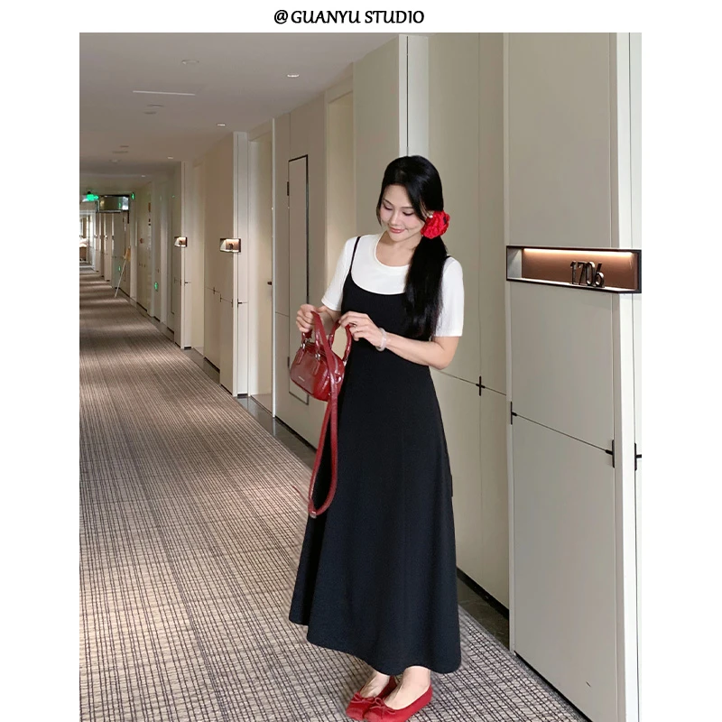 【优雅时光】蛋妹大码女装微胖夏显瘦连衣裙套装DM26945/DM26946