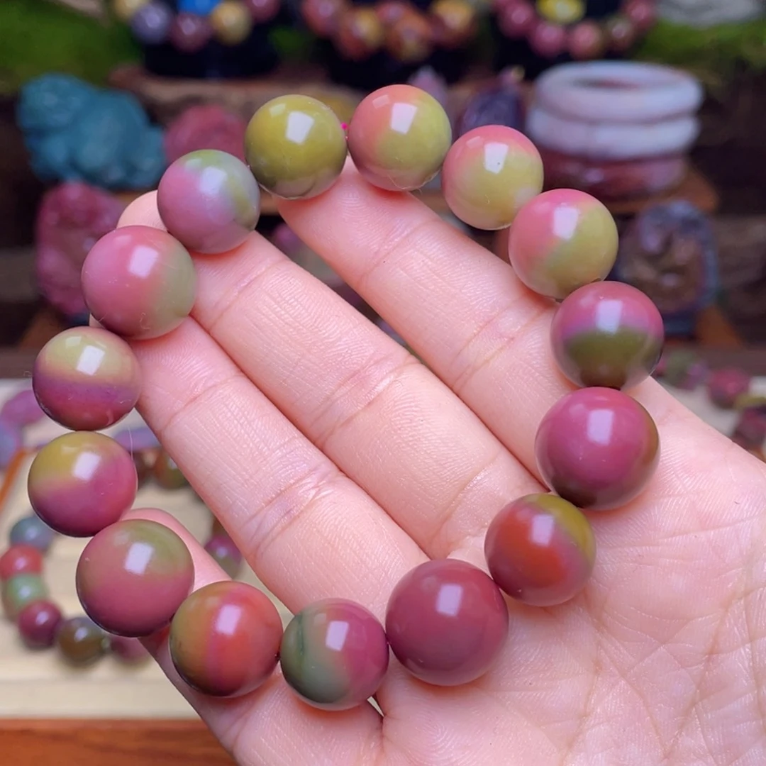 玛瑙/玉髓未镶嵌珠宝半成品菩**光盐源玛瑙西瓜磨砂手串