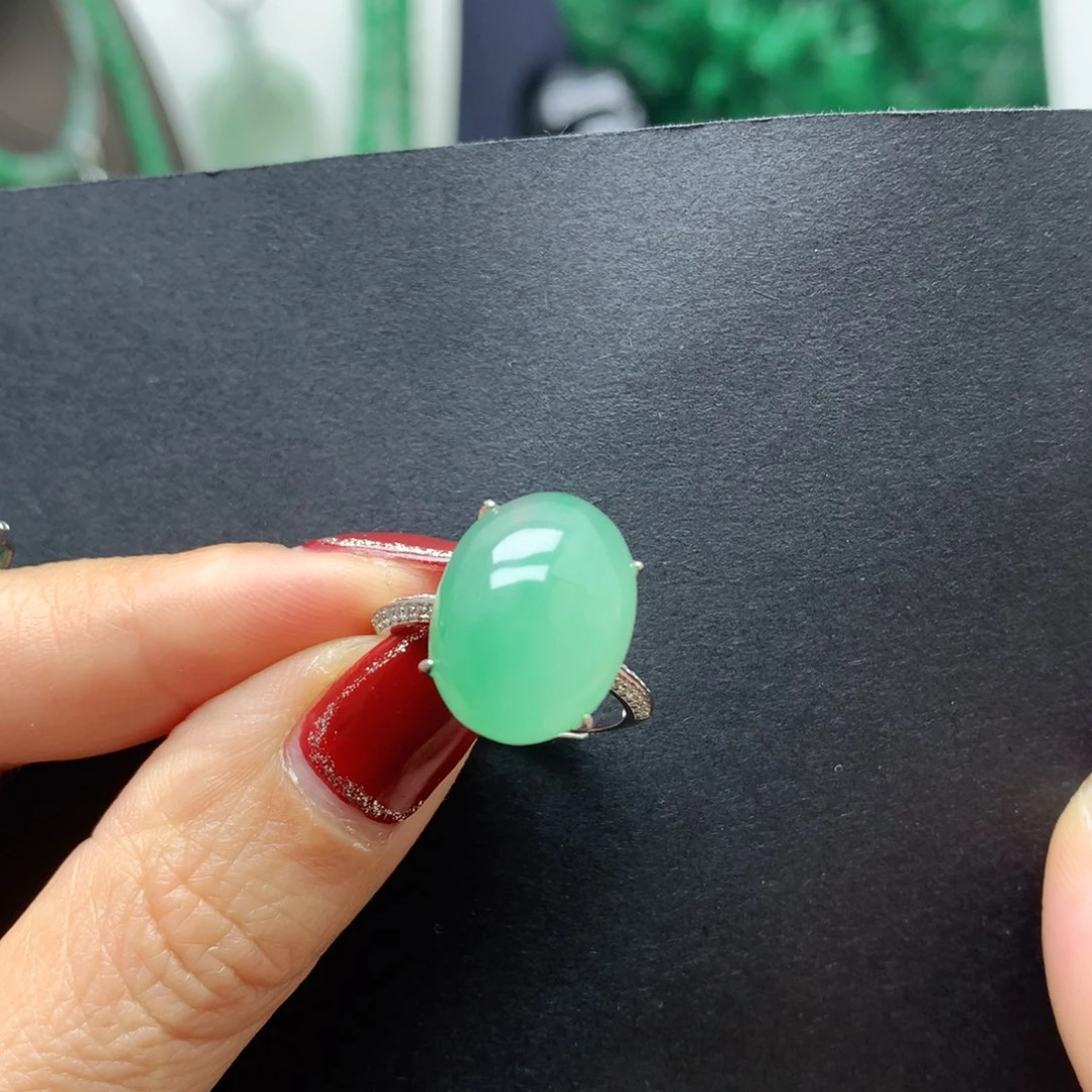 石英质玉戒指银S925镶嵌学