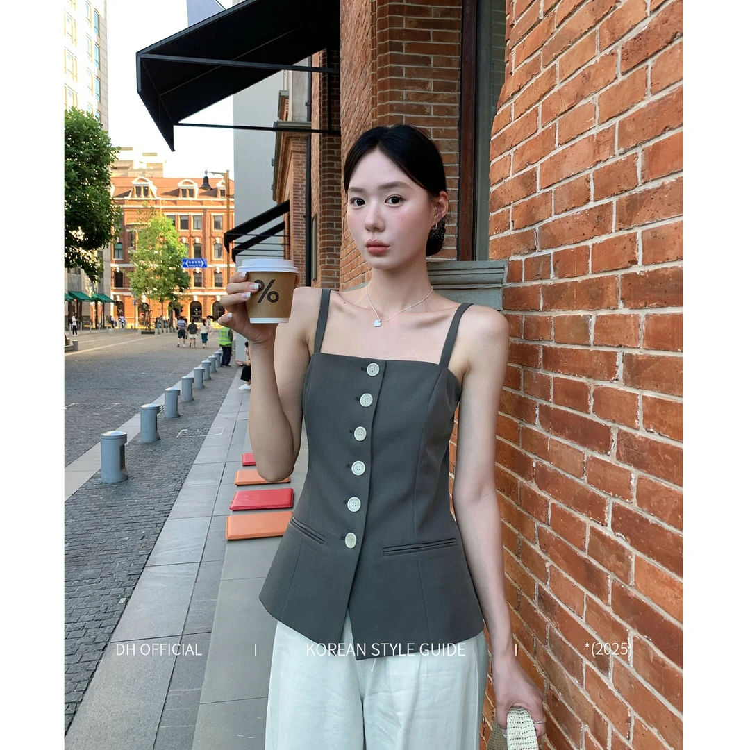 DH OFFICIAL 大花【都市米兰达urban】休闲老钱风高级女装气质背心