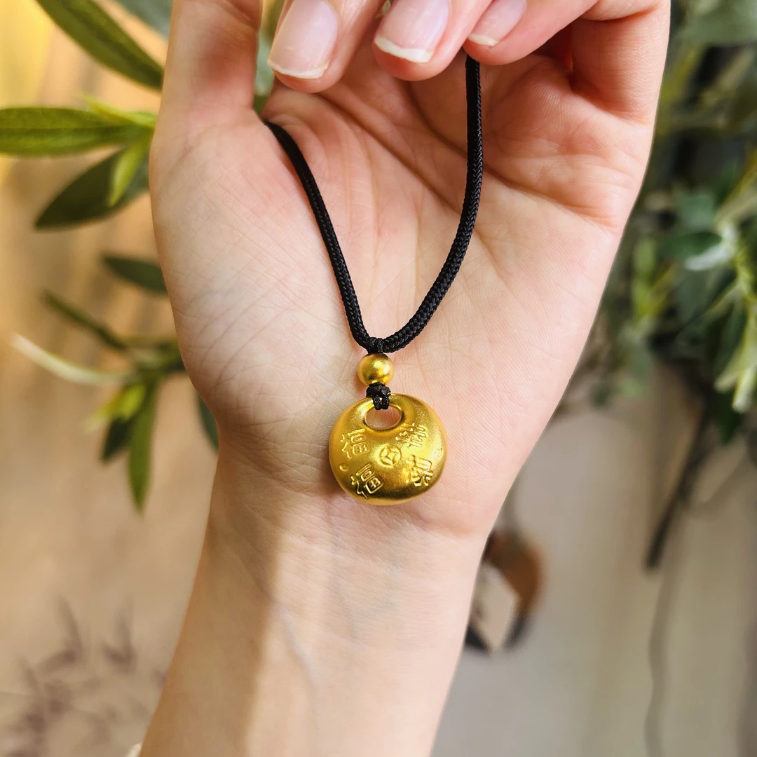 【传承】六桂福古法黄金吉言胖福金吊坠