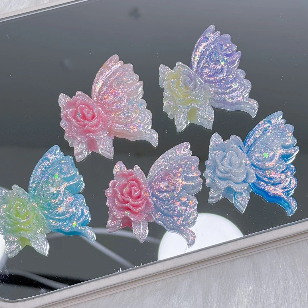 新款萤火虫花蝴蝶卡2.3cm*5cm做手机壳奶油胶饰品配件