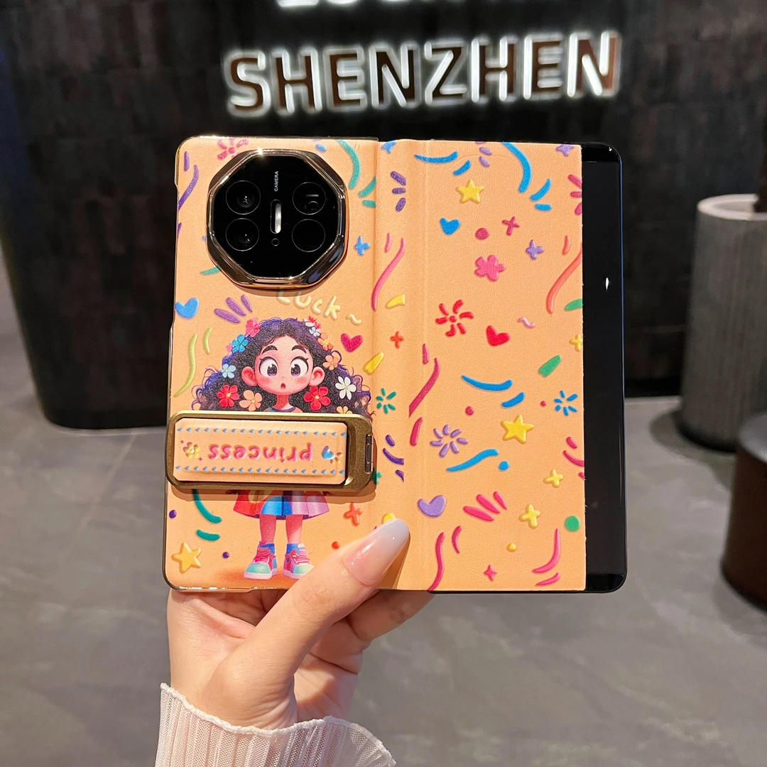 适用华为matex6/x5x/3翻盖手机壳女款卡通全包防摔折叠屏保护皮套