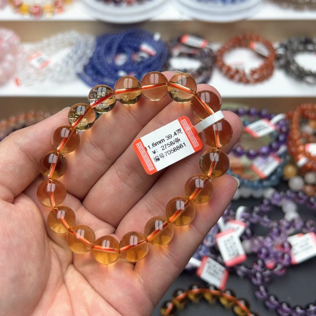 黄晶手链未镶嵌蒙*暴力黄水晶