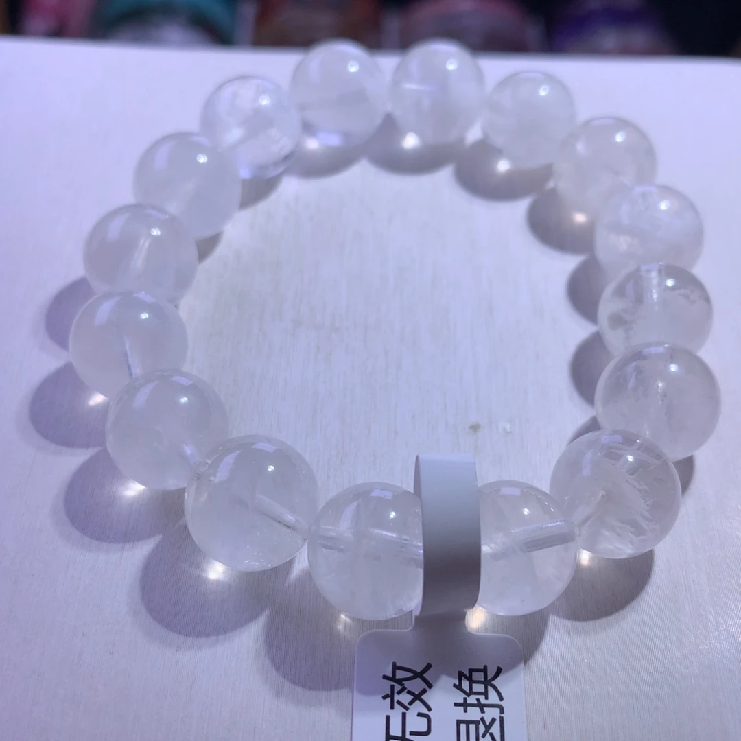 银S925镶嵌水晶手串雪花幽灵13.7m