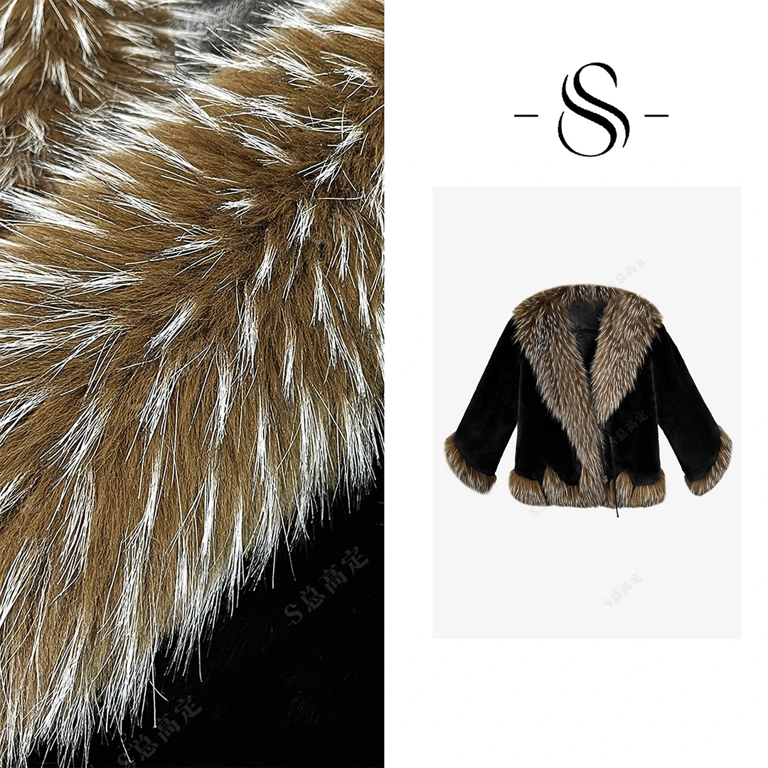 NIMOSHI【倩倩】冬季欧式贵气黑金撞色简约时尚气质百搭外套D0451