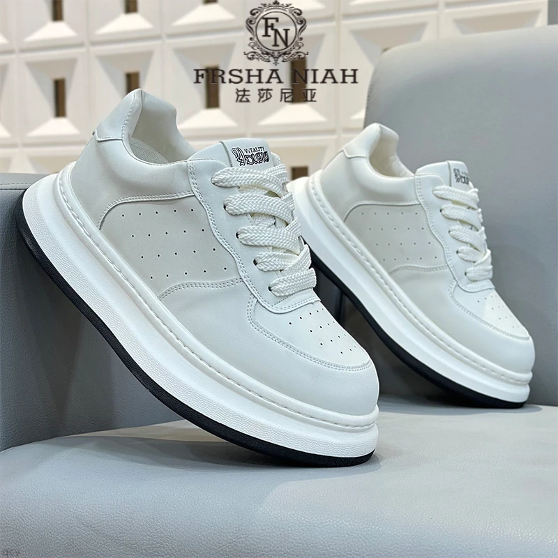 法莎尼亚小白鞋2025春季新款厚底增高运动休闲鞋透气百搭纯色男士