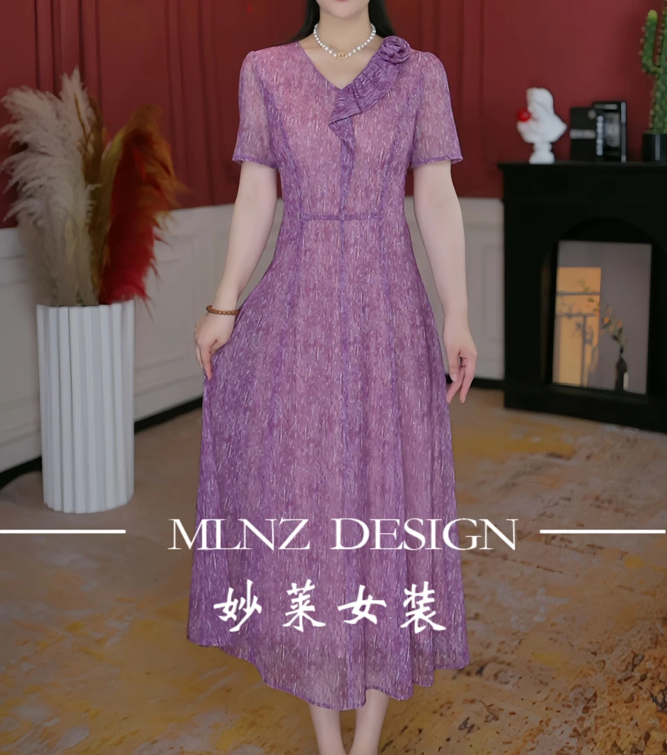 【妙莱 花妍】夏季新款台湾纱裙子显瘦千金名媛贵妇连衣裙妈妈装