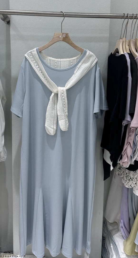 【李姑娘专属】5588韩版假两件蕾丝披肩连衣裙