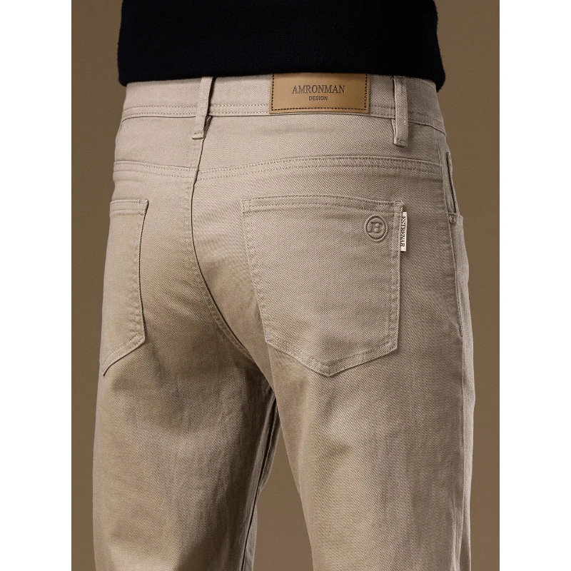 休闲裤男2025秋季新款直筒卡其色长裤高档棉质男款商务休闲男裤子