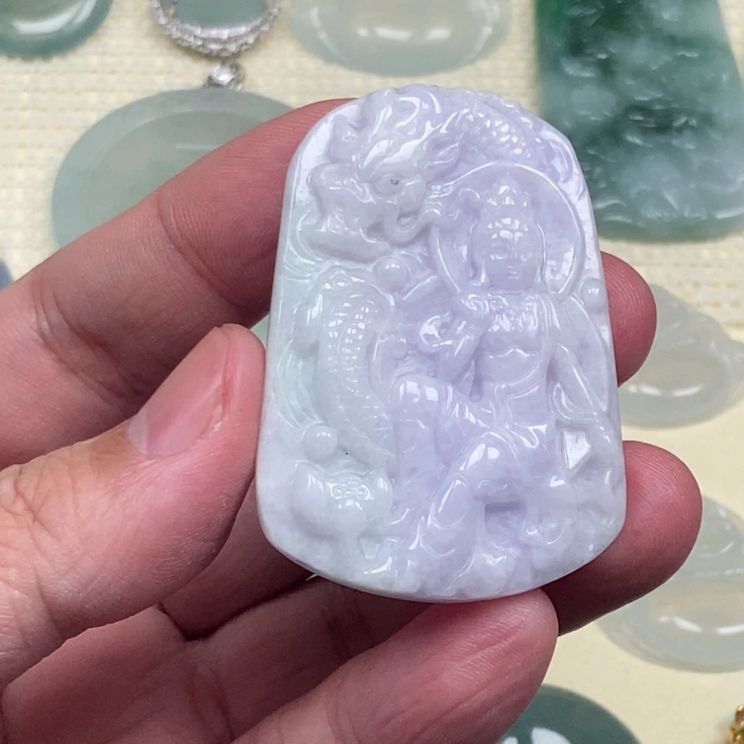 翡翠未镶嵌颈饰御龙观音 缅甸天然a货翡翠高级感礼物