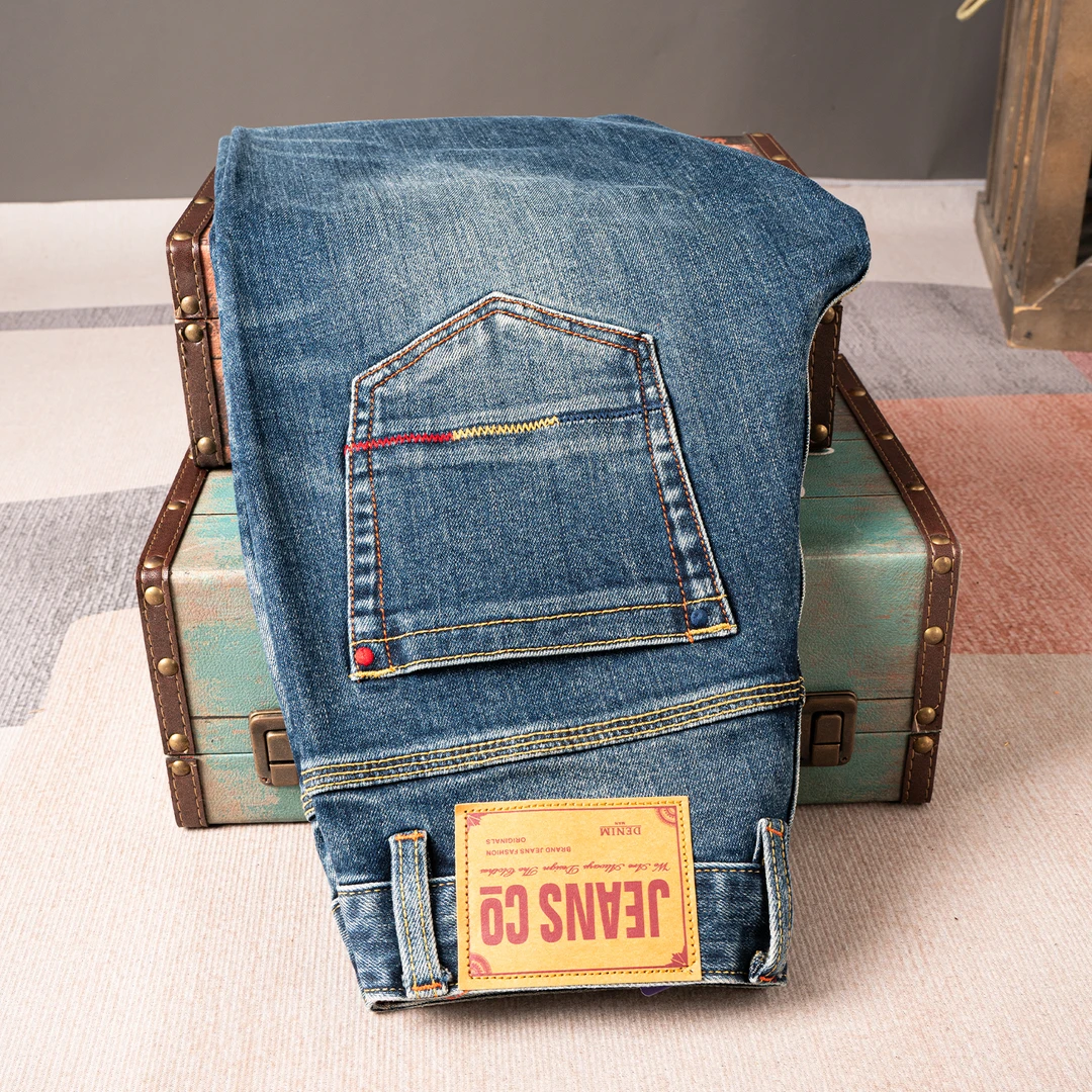 蒙鲁巴恩秋季新款牛仔裤男款弹力修身小直筒简约百搭长裤高端潮牌