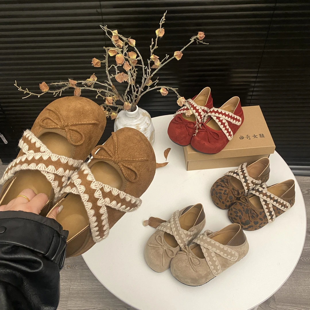 秋季新款百搭女魔术贴刺绣交叉带蝴蝶结2025韩版厚底勃肯鞋包头拖