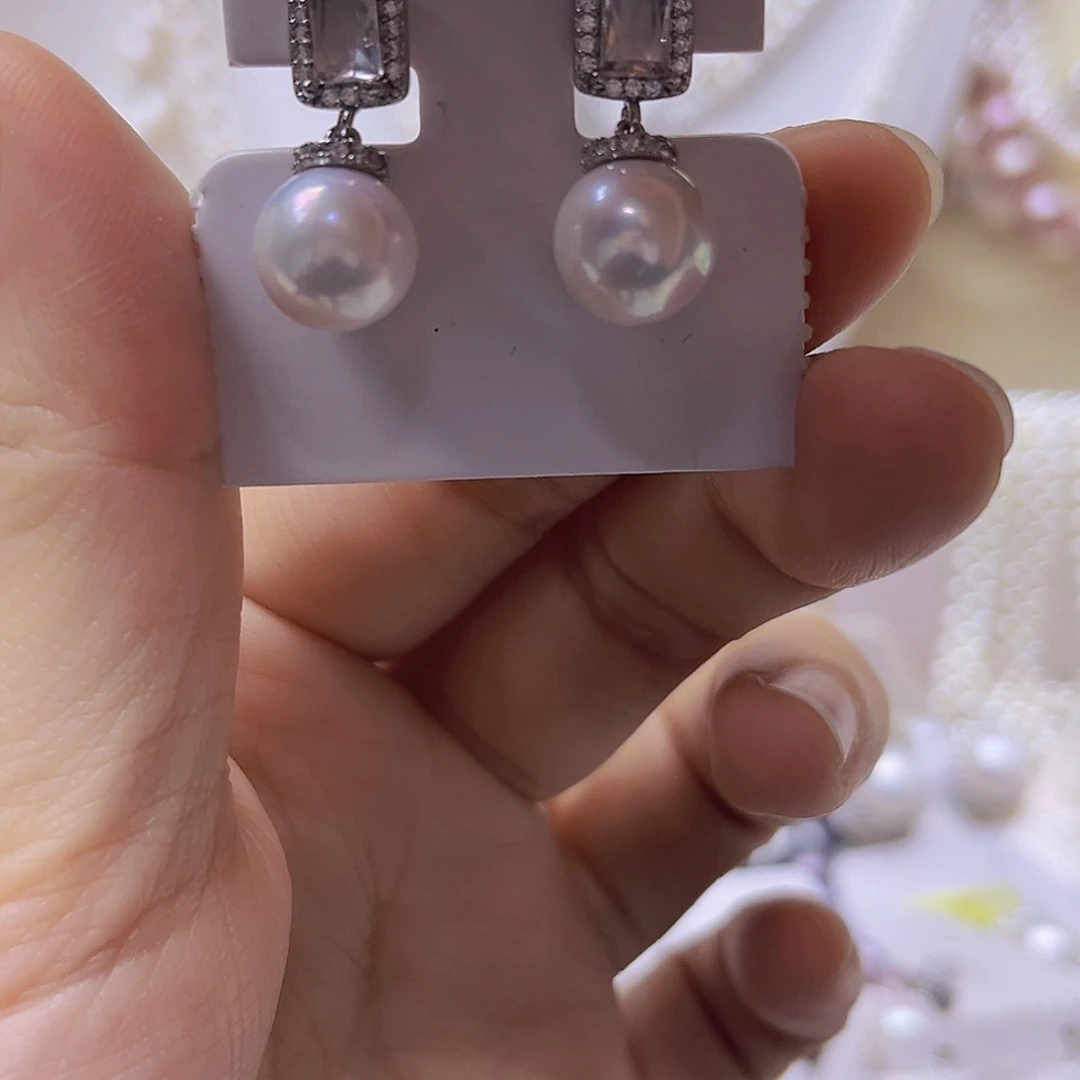 吊坠或者耳钉淡水珍珠银S925镶嵌