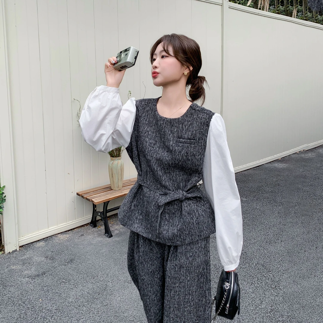 名媛气质小香风套装女2025新款早春轻熟风穿搭高级感阔腿裤两件套