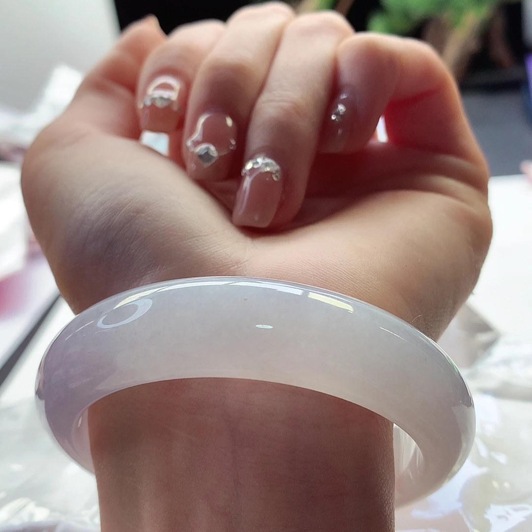 翡翠手镯未镶嵌天然翡翠56-57轮胎樱花粉