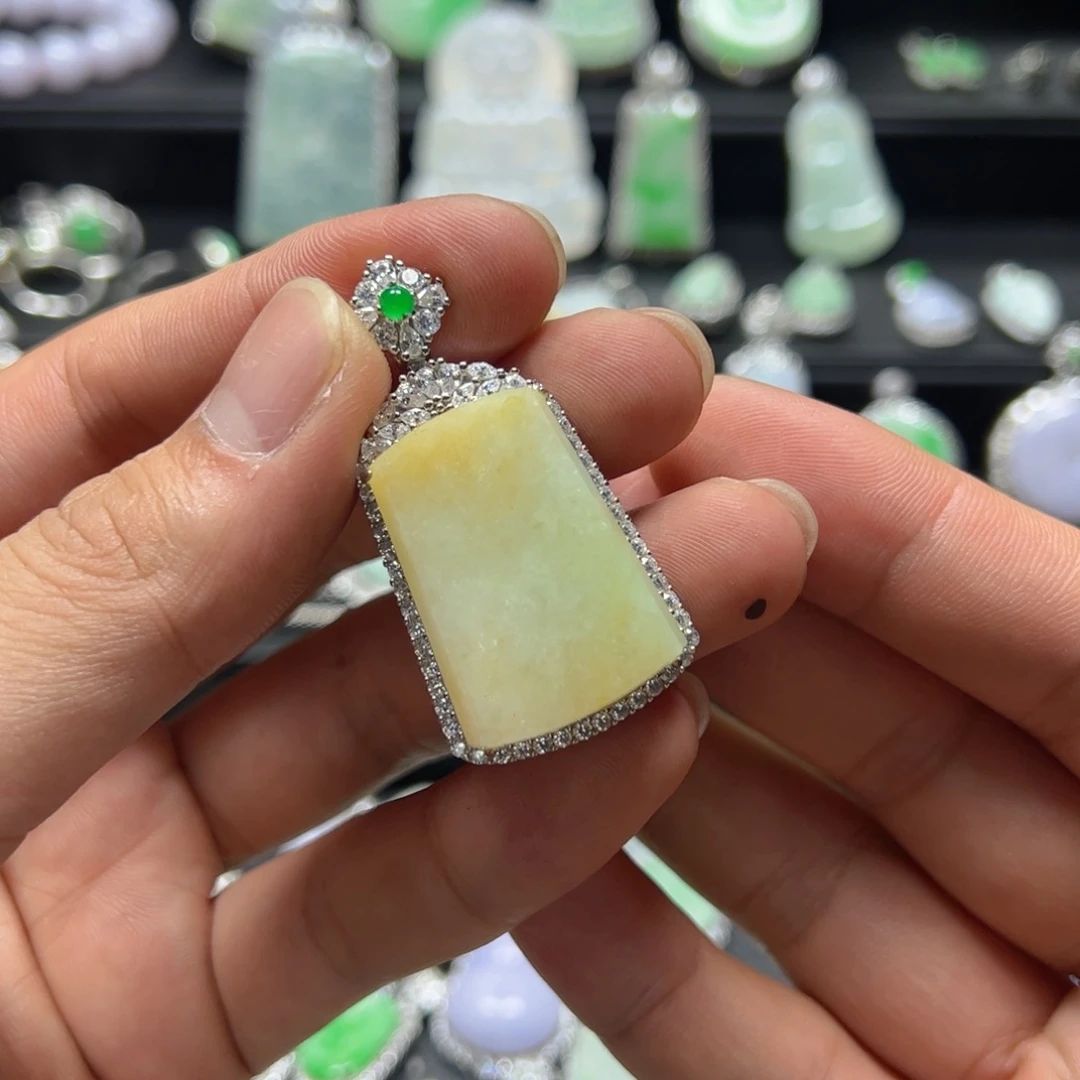 颈饰银S925镶嵌翡翠天然翡翠a货