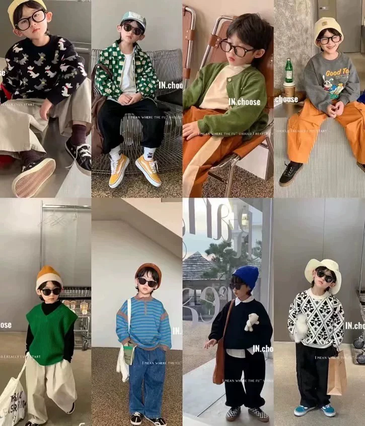 2024年男女童新款加绒加厚裤子外套套装