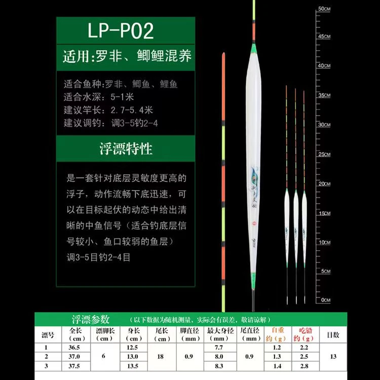 阿卢灵羽系列P02罗非底钓浮漂高灵敏黑坑混养鲫鲤休闲野钓高醒目