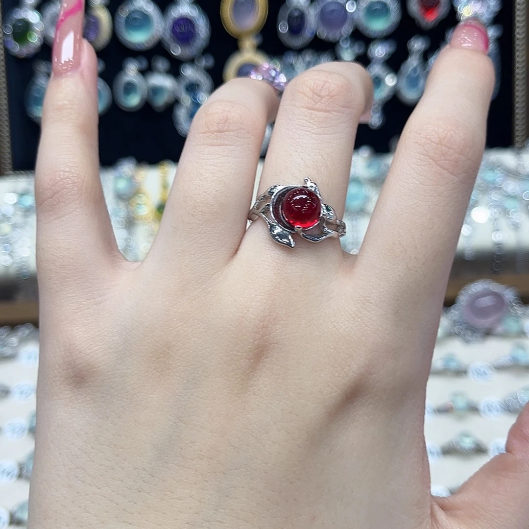 托帕石戒指银S925镶嵌