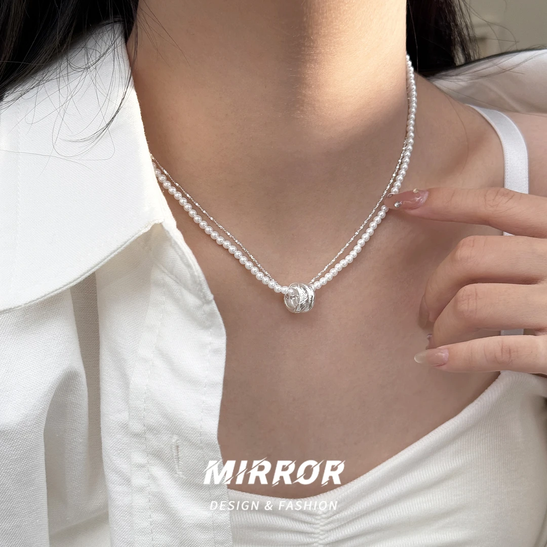 小麋人 坠链均925银 CX5882双层叠戴项链女锁骨链气质2025新款爆