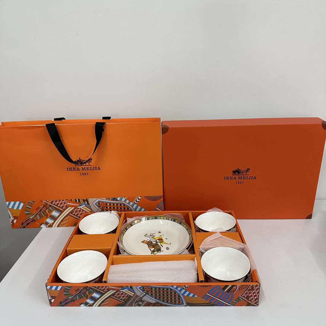 唐三彩餐具陶瓷碗盘套装礼盒装爱马橙 颜色规格随机 SEN